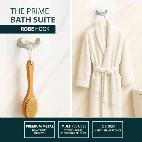 Mega Handles Bathroom Towel Holder Set - 4 Pieces Bathroom Accessories Sets - Heavy Duty Bathroom Accessory Set, 25'' Towel Bar, Robe Hooks & Toilet Paper Holder Wall Mounted - Satin Nickel Bath Suite - color: Satin Nickel