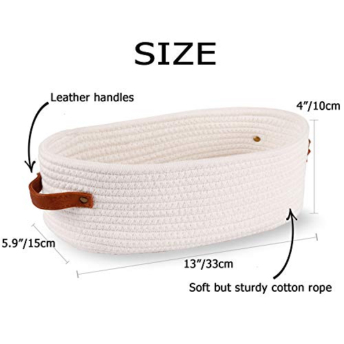 Woven Storage Basket for Toilet Tank Top,Farmhouse Home Decor Organizing Baskets for Bathroom,Table and Counter 13"x5.9"x4" White - color: White