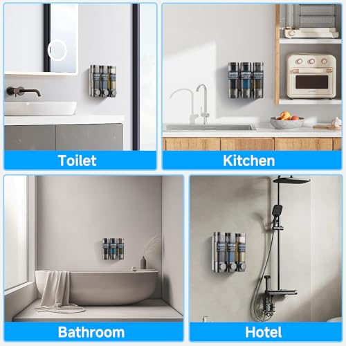 Shampoo and Conditioner Dispenser,GlintGath Shower Dispenser 3 Chamber No Drill Shampoo Dispenser for Shower Wall Mounted Shower Soap Dispenser for Bathroom Hotel,3 * 300ML,Gun Gray - color: Gun Gray 3 Chamber