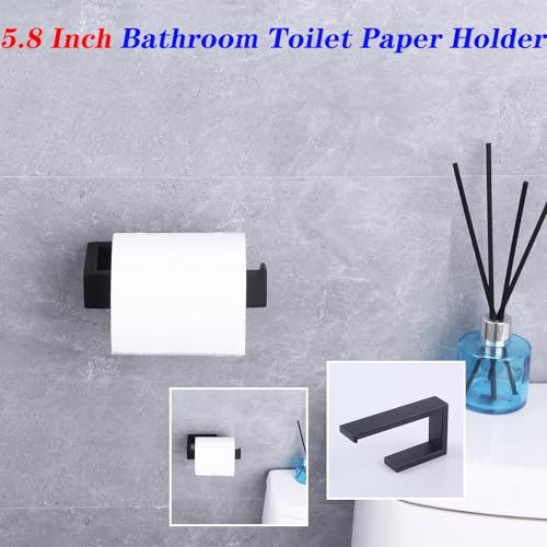 GERZWY Matte Black SUS 304 Stainless Steel Toilet Paper Holder Bathroom Paper Towel Dispenser Tissue Roll Hanger Wall Mounted HG1718-BK - color: Black