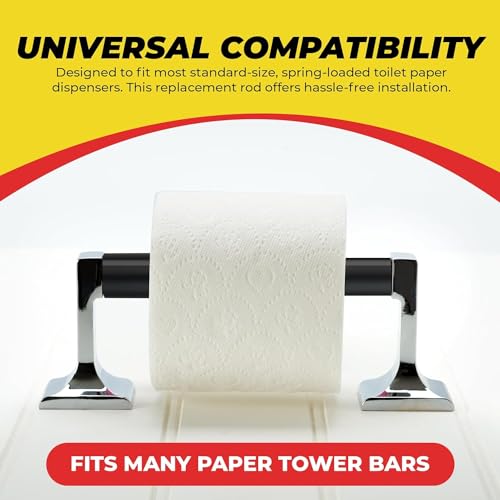 Qualihome Universal Plastic Spring Loaded Toilet Paper Roll Holder Replacement Rod (1, Black.) - color: Black.