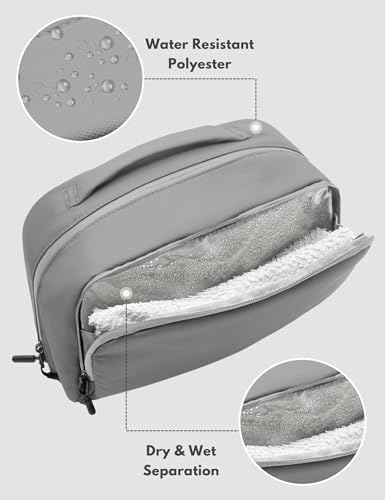 Large Hanging Travel Toiletry Bag for Men Women, Water-resistant Dopp Kit | 6L Large Capacity Wide Open Cosmetic Makeup Bag Bathroom Shower Bags for Toiletries, Grooming, Shaving Organizer Bag - color: Grey
