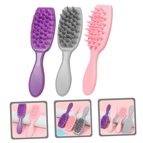 Hemoton Hair Scalp Comb 3-Pack Silicone Shampoo Brush with Soft Massage Points for Deep Cleansing Dandruff Removal and Hair Detangling Portable Family Scalp Massager for Wet Dry Use