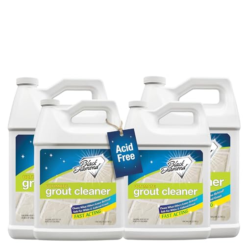 Black Diamond Stoneworks Ultimate Grout Cleaner for Tile Floors — Acid-Free Deep Cleaner Removes Grease, Dirt & Soap Scum Without Damaging Grout — Safe for Marble and All Natural Stone (4-Gallons) - size: 128 Fl Oz (Pack of 4)