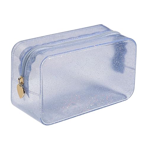 PVC Jelly Travel Makeup Bag,Waterproof Cosmetic Bag/Case with Zipper, Toiletry SPF Bag for Sunscreen, Skincare, and Daily Essentials (08Small Silver) - color: 08Small Silver