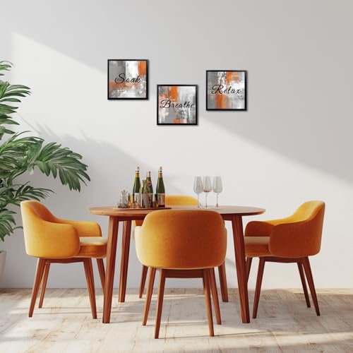 Derkymo 3 Pieces Bathroom Picture Wall Decor Breathe Relax Soak Sign Wall Art Framed Ready to Hang 12"x12"x3pcs