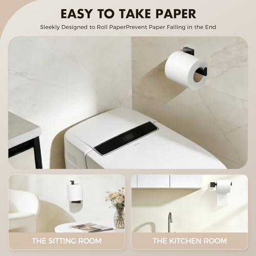 Bathroom Accessories Towel Bar Set: 10 Pieces Matte Black Bathroom Hardware Square SUS304 Stainless Steel - Wall Mounted Towel Rack&Toilet Paper Holder&Towel Ring and Towel Hook - color: Matte Black, size: 16inch 10 Pieces