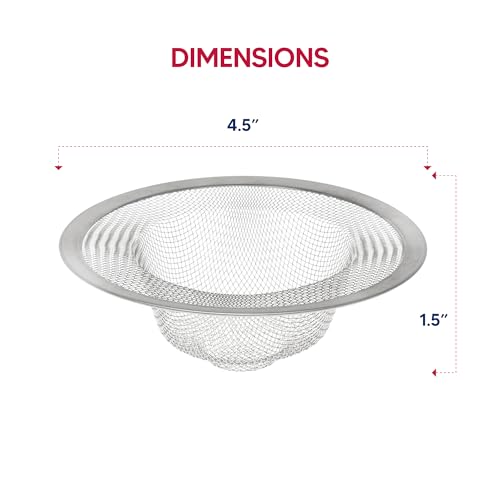 HIC Kitchen Mesh Sink Strainer, 18/8 Stainless Steel, Set of 2, 4.5-Inches - style: Sink Strainers, Set of 2