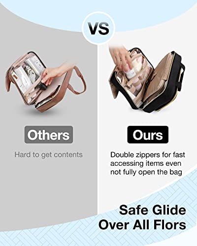 BAGSMART Toiletry Bag Hanging Travel Makeup Organizer with TSA Approved Transparent Cosmetic Bag Makeup Bag for Full Sized Toiletries, Medium-Black - color: Black, size: Medium