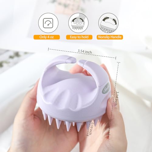 Sndyi Scalp Massager Shampoo Brush, Scalp Scrubber with Soft Silicone Bristles, Scalp Exfoliator for Dandruff Removal, Scalp Massager for Hair Growth, Wet Dry Hair Brush for Scalp Care, Taro Purple - color: Taro Purple