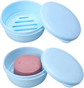Round Travel Soap Case 2Pcs Portable Plastic Soap Container for Shampoo Bar | Plastic Soap Holder with Leak-Proof Lid for Bathroom Shower Gym (Blue) - color: Blue
