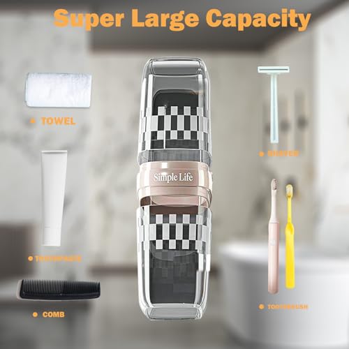 Black Portable Travel Toothbrush Holder Case with Cover | Portable covered toothbrush travel case, durable storage carrier for bathroom, school, business travel use, neat black design - color: Black