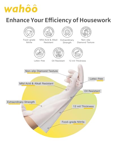 LANON 3 Pairs wahoo Nitrile Cleaning Gloves, Latex free Reusable Dishwashing Gloves for Kitchen, Bathroom, Gardening, Pet Care,Heavy-Duty, Durable, Non-Slip,12 Mil,Colorful Medium - color: Mix (Pack of 3), size: Medium (Pack of 3)