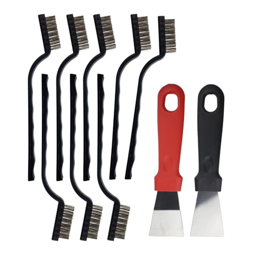 Mini Wire Brush, 8 Pcs Stainless Steel Brush Set, Scratch Brush for Cleaning Weld Slag and Rust, and Stickers, Small Wire Brushes for Cleaning Small Areas