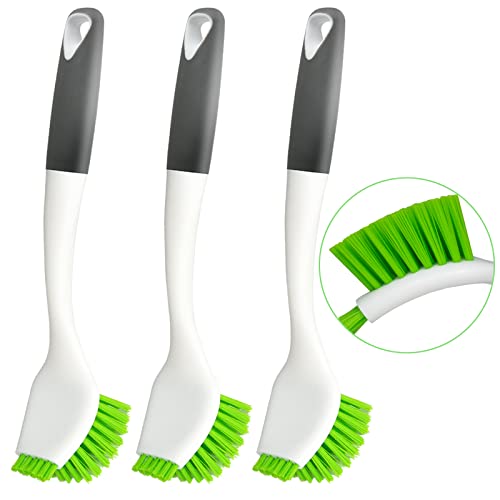 3 Pack Dish Brush,Dish Scrub Brush, Kitchen Scrub Brush for Cleaning Dishes, Double Sided Bristles Scrubber Cleaner for Dishes,Sink,Pots,Pans,Bathroom Shower,Tile,Tubs