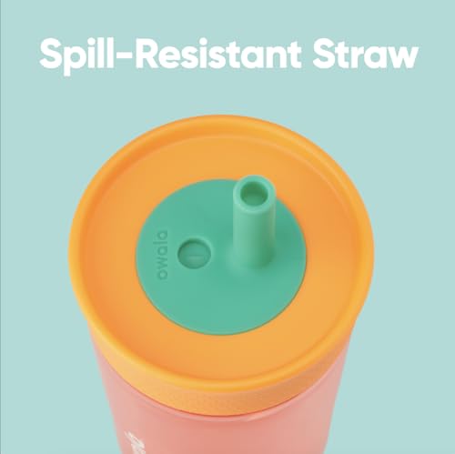 Owala Kids Insulation BPA-Free Plastic Tumbler with Spill Resistant Flexible Straw, Easy to Clean, Kids Water Bottle, Great for Travel, Dishwasher Safe, 15 Oz, Orange and Peach (Watermelon) - color: Watermelon, size: 15 Ounces