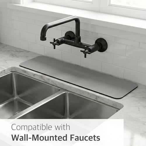 Customizable Kitchen Sink Faucet Mat: 24"Lx4"W Absorbent Splash Guard | Non-slip Fabric Rubber Mat, Cut to Fit Oval Rectangle Square Faucet & 2,3,4 Holes Irregular Sink with Soap Dispenser Air Gap - size: 24''Lx4''W