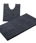 Bathroom Rugs Sets 2 Piece, Luxury Chenille Bath Mat Set, Soft Plush Anti-Slip Bath Rug + U-Shaped Toilet Mat. Microfiber Shaggy Carpet, Super Absorbent (24” x 36” & 20” x 24” U, Charcoal) - color: Charcoal, size: 2 Piece Set - Large