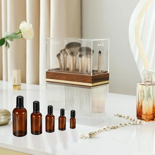 5ML Roller Bottles for Essential Oil, 4 Pack Empty Amber Glass Roller Bottle for Perfume Oil, Roll on Bottles with Stainless Steel Roller Balls, Opener, Funnel and Dropper - size: 5ml_4pcs
