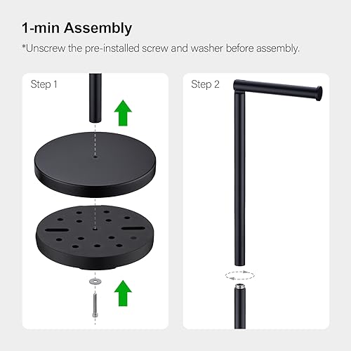 BAGNOLUX Bathroom Toilet Paper Holder Stand with Reserve, SUS304 Stainless Steel Rustproof Pedestal Tissue Roll Holder Heavy Duty (Matte Black) - color: Matte Black