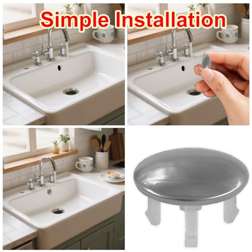 6 Pack Stainless Sink Basin Trim Overflow Cover,Sink Overflow Trim Ring Steel Round Hole Cover,Basin Trim Ring Insert in Hole Round Caps for Home,Sink,Bathroom,Kitchen - color: Single-layer Spherical