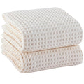 PÜSKÜL Undyed-Raw Waffle Bath Towels Set of 2-Piece | Organic Natural 100% Turkish Cotton Towel | Premium Quality Body Towels for Bathroom & Sauna | 32x63 inch Large Bath Sheet | Earthy Spa Experience - color: Natural Beige
