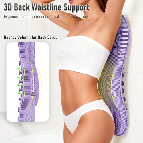 Back Scrubber Body Bath Cushion for Tub Bathtub with Back Lumbar Ergonomic Support, Silicone Extra Large Thick Soft Seat Pad Non-Slip Suction Cups, Relaxing Spa Exfloating Scrubber Mat Purple - color: Purple