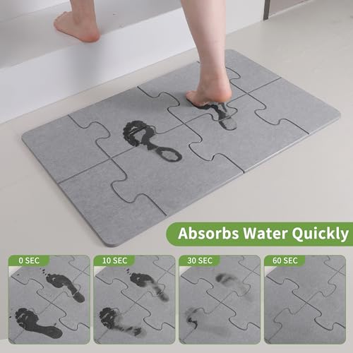 Stone Bath Mats for Bathroom - Foldable Quick Drying Bath Mat(Light Gray B) | Diatomaceous Earth Bath Mat,, Super Absorbent Stone Shower Mat,Easy to Clean No Smell, Fast Drying for Bathroom and Kitchen - color: Light Gray B, size: 19.7 x 31.5 inches (Rect
