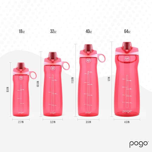 Pogo BPA-Free Tritan Plastic Water Bottle with Chug Lid, 18 Oz, Pink - color: Pink, size: 18 Ounces