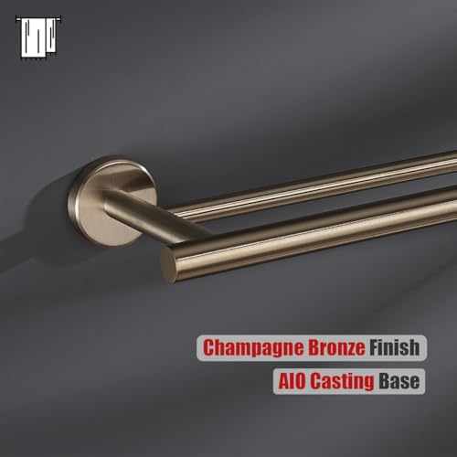 JQK Double Bath Towel Bar, 30 Inch 304 Stainless Steel Thicken 0.8mm Towel Rack for Bathroom, Towel Holder Champagne Bronze Wall Mount, Useable Length 27 Inch, TB100L27-CB - color: Champagne Bronze, size: 30 Inch