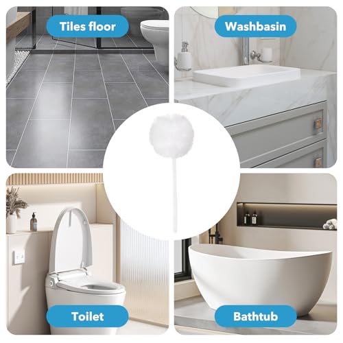 20 Pack Soft Toilet Brush, Disposable Toilet Bowl Brush with Long Plastic Handle, White Silk Cotton Toilet Bowl Mop for Bathroom Toilets, Sink, Bathtub, 11 x 4.3 Inch, Without Cup