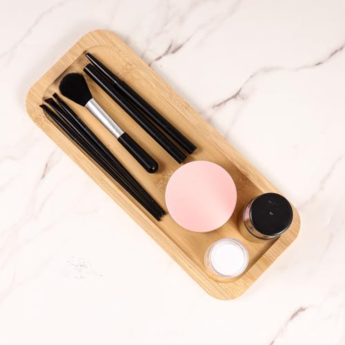 Bamboo Vanity Bathroom Tray for Counter, Sink Counter Tray | Rounded Corner Design, Storage Vanitys Pallet for Organizing Decor Display, For Cosmetics Toiletries, 11 X 4.5 X 0.5 Inch