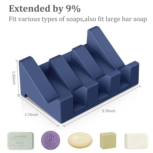 Silicone Soap Holder, 1 PCS Extended Soap Dish for Shower, Bathroom with Drainage - color: 1*royal Blue