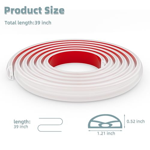39Inch New Shower Threshold Water Dam Barrier,Collapsible Self-Adhesive Silicone Shower Water Guard for Bathroom Bathtub and Kitchen,Shower Water Blocker Suitable for Wheelchair Acces(Transparent) - color: Transparent, size: 39 Inch