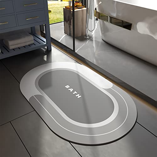 MontVoo Bath Mat - Non Slip, Quick Dry, Stain Resistant Bath Mat Rug for Bathroom Floor - Easy Care Shower Rug for Outside Bathtub - 20"x32" Grey - color: Grey, size: 20"x32"