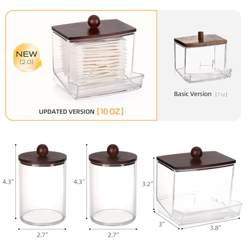Tbestmax Qtips Holder Dispenser, 10 Cotton Ball/Swabs Storage Containers, Apothecary Jars for Bathroom Organizer Bambooo Lids - color: Group A-red brown