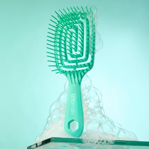 FHI Heat UNbrush Flex Detangling Brush — Ultra-Flexible, Pain-Free Hair Brush Detangler with DuoFlex Anti-Static Bristles for Removing Tangles, Massaging Scalp & Faster Styling - color: Teal