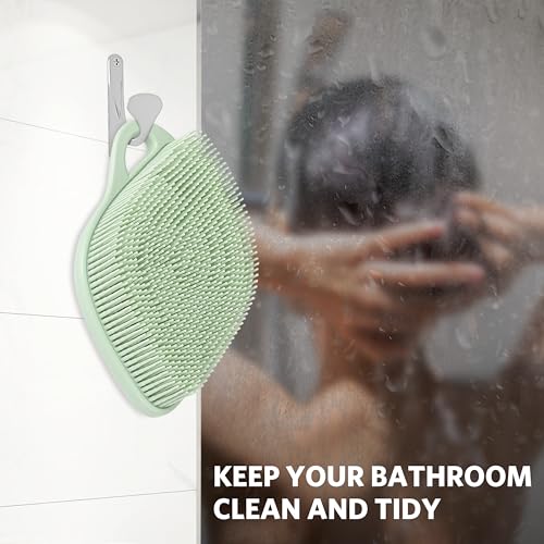 Sndyi Silicone Body Scrubber, Gentle Exfoliating Body Scrubber for Sensitive Skin, Leaf Shaped Shower Scrubber for Body with Lathering Bristles, Silicone Loofah Body Brush for Showering, Green - color: Green