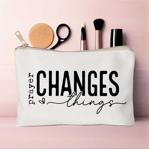 Prayer Changes Things Makeup Bag Christian Worthy You Matter Travel Bag Religious Faith Makeup Case Bible Verse Cosmetic Bag Sister Christian Gift Toiletry Bag Gift - color: Prayer Changes Things