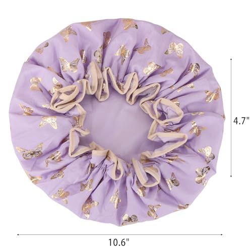 4 Pcs Shower Caps Hat for Women and Girl, Reusable Waterproof Bath Cap Double Waterproof Layers Butterfly - color: 4 Pack - Butterfly