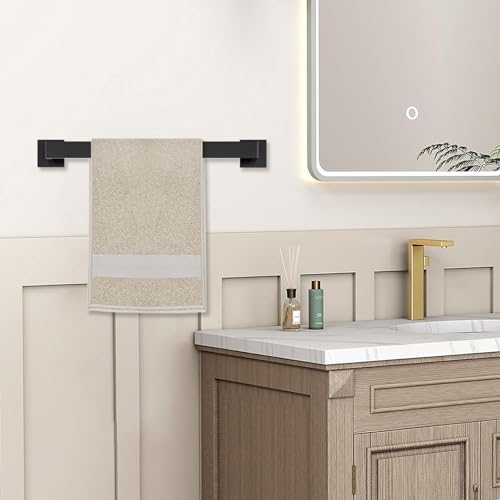 JOPOFI 10 Piece Towel Bar Set - 15.7Inch Bath Towel Holder - Matte Black | Stainless Steel Towel Racks for Bathroom Wall Mounted, Towel Rod for Bathroom Wall - color: Matte Black（10 Piece）, size: 15.7 inch