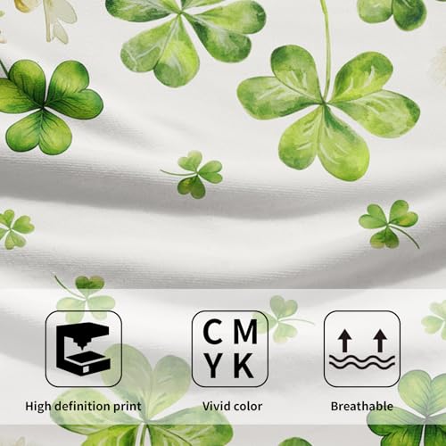 St. Patrick's Day Shamrock Hand Towels 14.4x28.3 Inch Set of 2 | Green Floral，Polyester Cotton，Breathable，for Spring Holiday Kitchen Hotel Gym Spa Decor - color: Green Shamrock