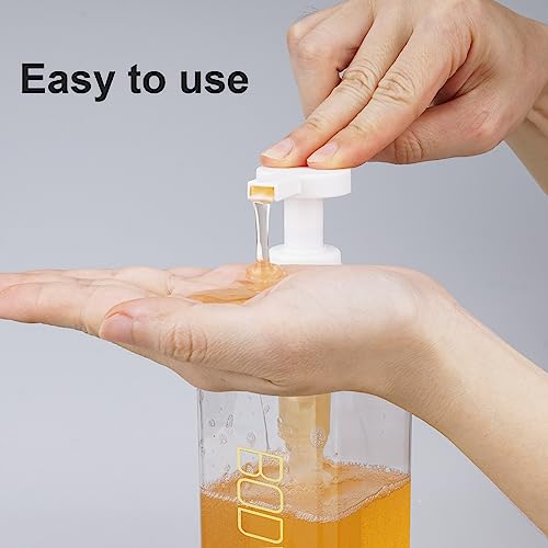 Shampoo and Conditioner Dispenser Shower Soap Bottles 3 Pack 550ml/18.6oz Refillable Shampoo Pump Bottle Dispenser Plastic Empty Body Wash Dispensers with Stylish Permanent Labels for Bathroom (Clear) - color: Clear
