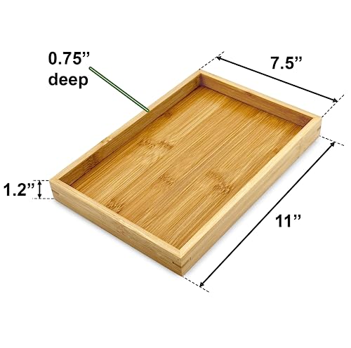 Natural Bamboo Serving Tray Platter 11 x 7.5 Rectangular, Bamboo - color: Bamboo, size: 11" x 7.5" x 1.2"