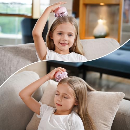 SHINLEA 2 in 1 Scalp Massager Hair Growth,Scalp Scrubber with Soft Silicone Bristles for Dandruff Removal,Shampoo Brush for Exfoliation,Head Massager for Both Wet and Dry Use (Pink) - color: Pink