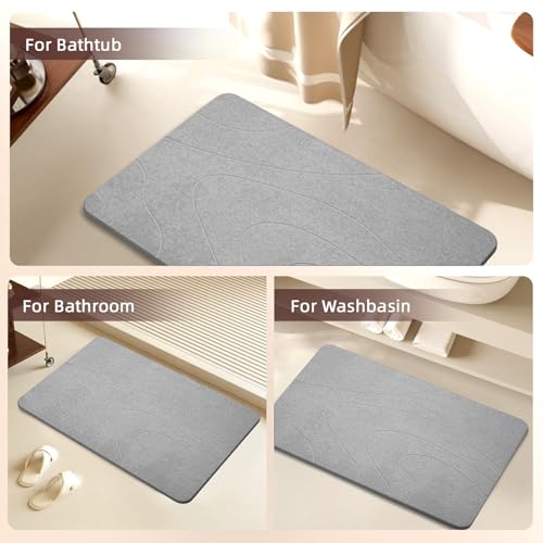 MORANDI Stone Bath Mat 2 Pack, Tub & Bath Diatomaceous Earth Mat - Super Absorbent Non-Slip Fast-Drying Shower Mat, Bath & Kitchen Mat, Easy to Clean (Light Gray 2) - color: Light Gray 2, size: 1'3" x 1'11" (Rectangular)