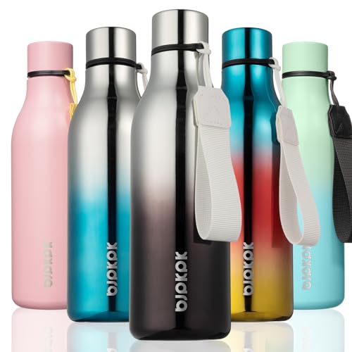 BJPKPK Insulated Water Bottles, 18 oz Stainless Steel Metal Water Bottle with Strap, BPA Free Leak Proof Jugs, Mugs, Flasks, Reusable Thermal Flasks for Sports & Travel, Silver Miner - color: Silver Miner, size: 18 Ounces, style: 18oz