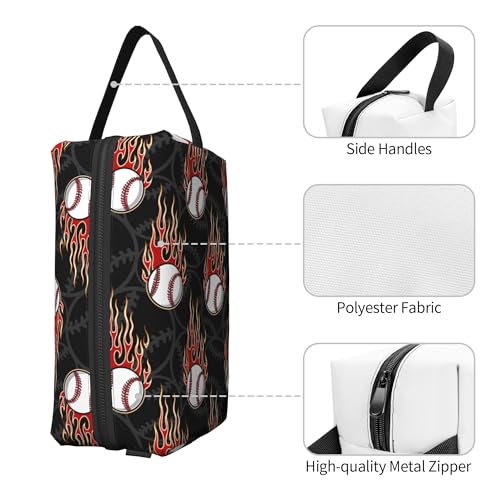 Kids Travel Toiletry Bag for Boys Girls - Waterproof Makeup Pouch Hanging Cosmetic Wash Bags Dopp Kit Shaving Bag for Toiletries Accessories(Fire Baseball) - color: Fire Baseball