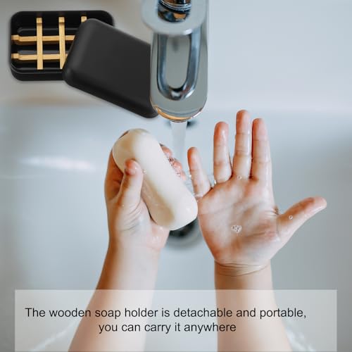 uxcell Wooden Soap Holder, Self-Draining Soap Box with Lid Wooden Soap Bar Tray for Shower Bathroom Kitchen, White - color: White