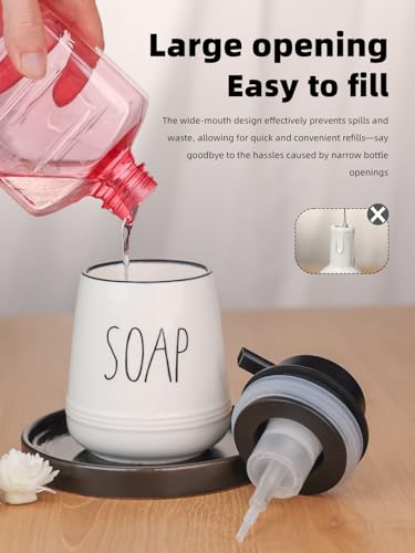 Ceramic Soap Dispenser Set, 13oz Wash Soap Dispenser (Foam-Soap & Lotion) - color: Foam-soap & Lotion